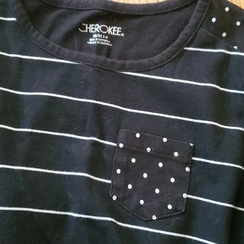 3 Pack Girls Cherokee 3/4 Sleeve Shirts Size 7-8 Royal Blue, Purple Stars, Black